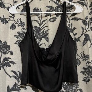 Windsor Black Satin Top